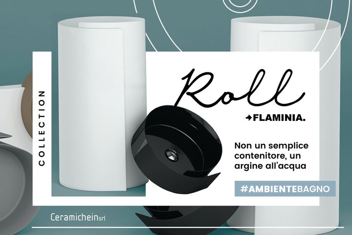 Il lavabo #Roll di Ceramica Flaminia , ricorda un foglio di carta arrotolato su se stesso. Non è un semplice contenitore ma un argine all’acqua.