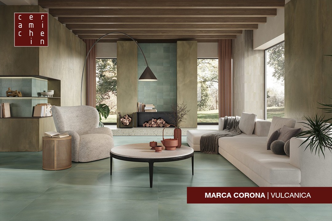 MARCA CORONA - Linea Vulcanica: celebrazione in gres porcellanato dei